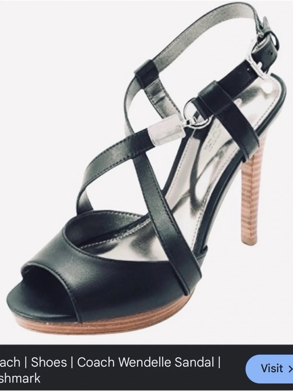 Coach Black wendelle Leather Crisscross High Heel Sandal 9B